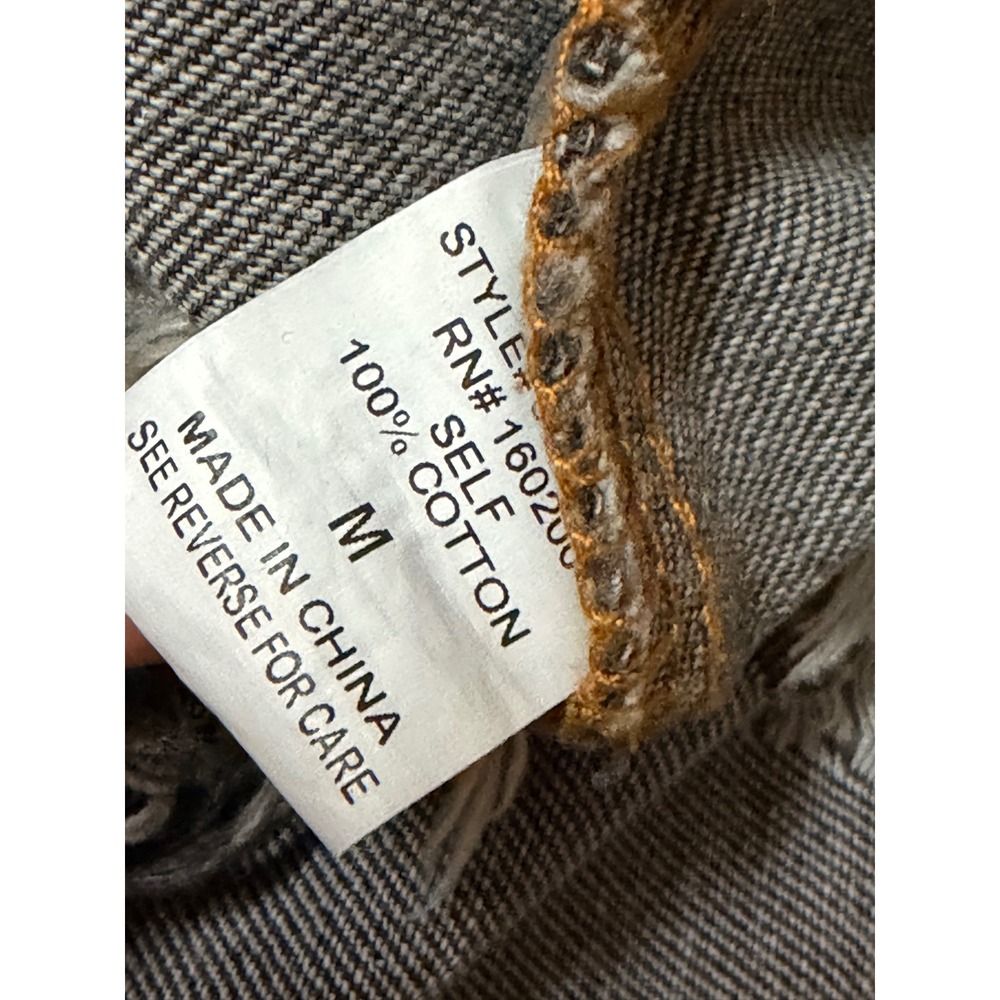 Blue‎ Buttercup Womens Distressed Gray Star Denim Button Up Shirt Grunge - Picture 6 of 8